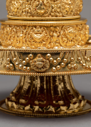 Handcarved Mandala Set | Religious Artifacts | Gold Plated Mandala Set
