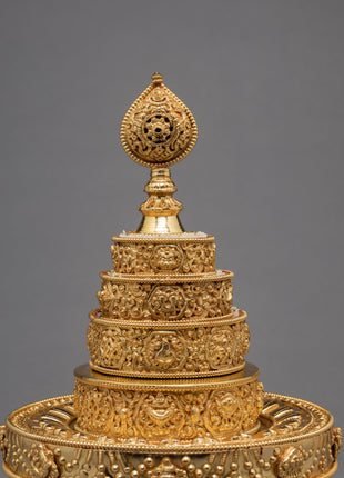 Handcarved Mandala Set | Religious Artifacts | Gold Plated Mandala Set
