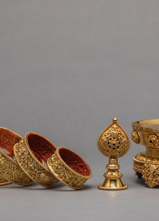Gold Plated Mandala Set | Rice Offering Set | Buddhist Ritual Items