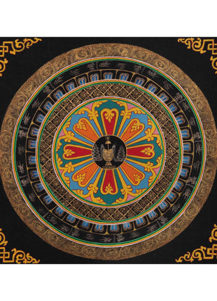 Auspicious Symbols Gold Mandala | Tibetan Wall Decoration Painting