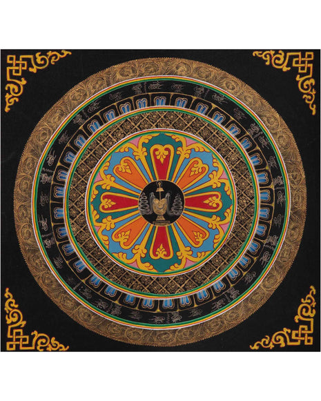 Auspicious Symbols Gold Mandala | Tibetan Wall Decoration Painting