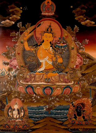 Manjushree Bodhisattva Thangka | Religious Buddhist Art | Wall Decors
