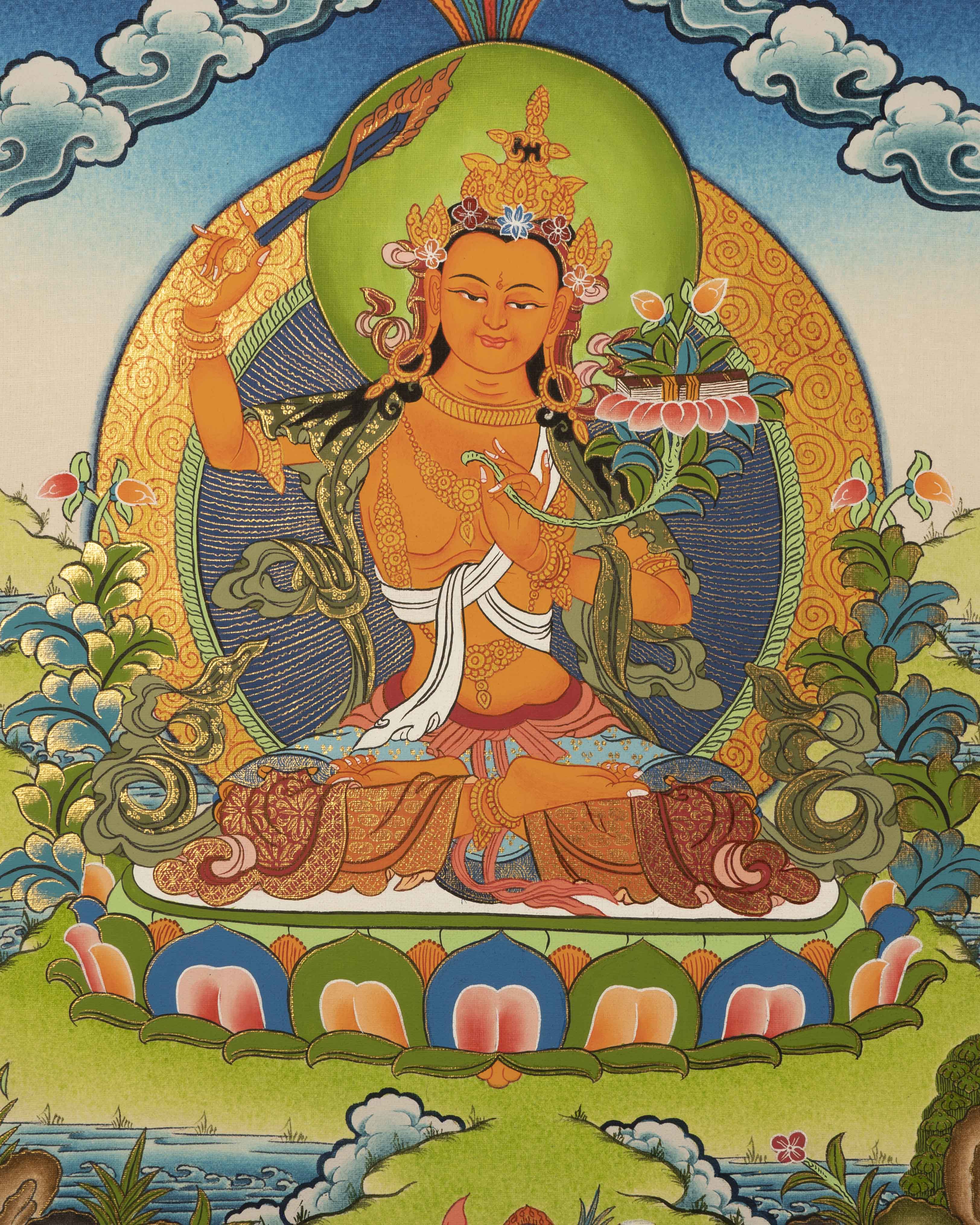 Manjushree Bodhisattva Thangka | Tibetan Wall Decor