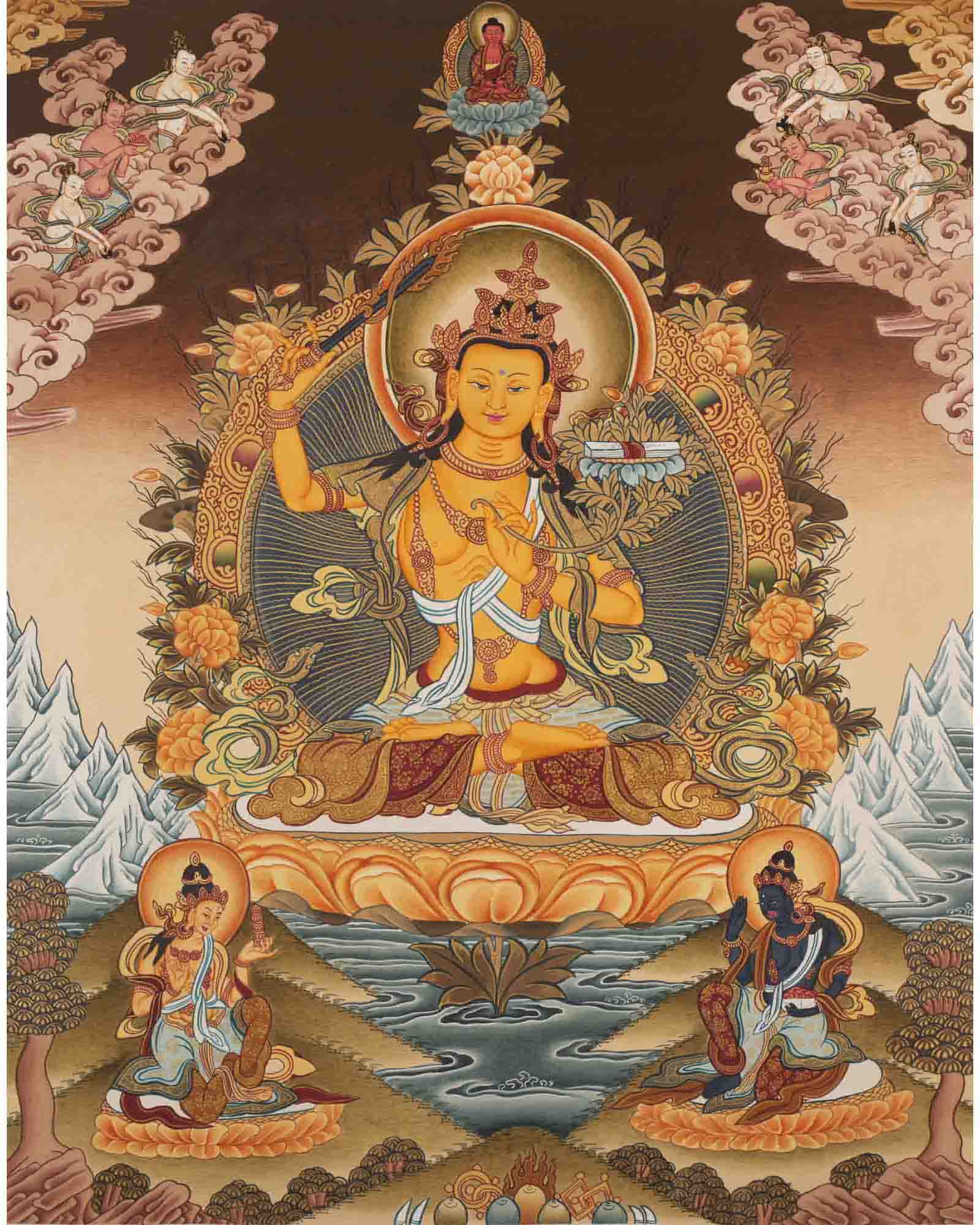 Manjushree Thangka | Bodhisattva Of Wisdom | Wall Decorative Art