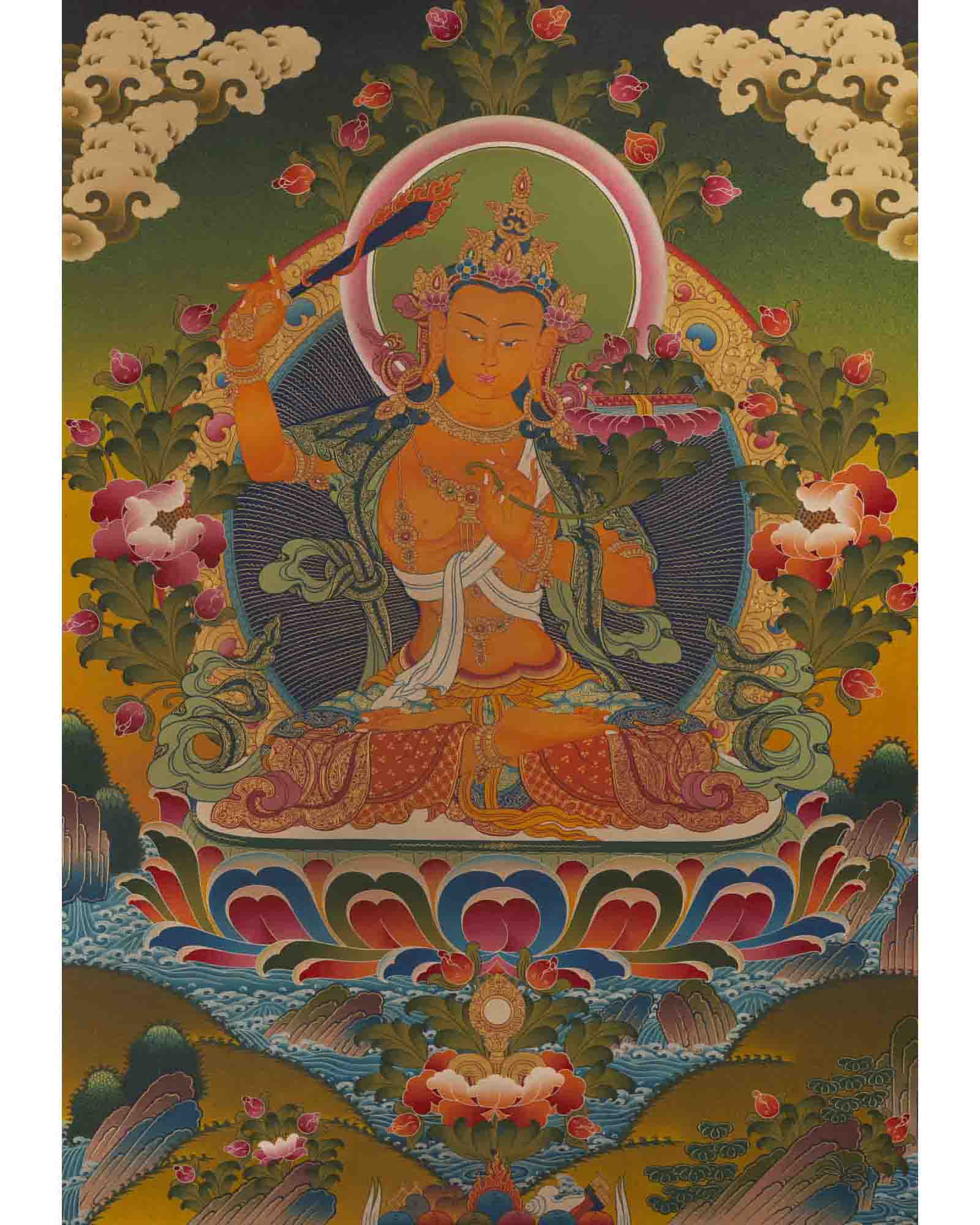 Manjushree Thangka | Bodhisattva Of Wisdom | Wall Decors