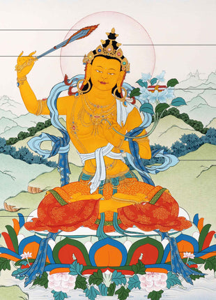 Bodhisattva Manjushri Thangka | Traditionally Hand Painted Buddhist Art