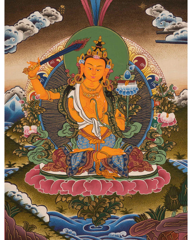 Manjushri Deity Thangka | Wall Hanging Decors