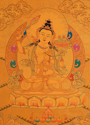 Manjushri Tibetan Thangka | Wall Decor Art