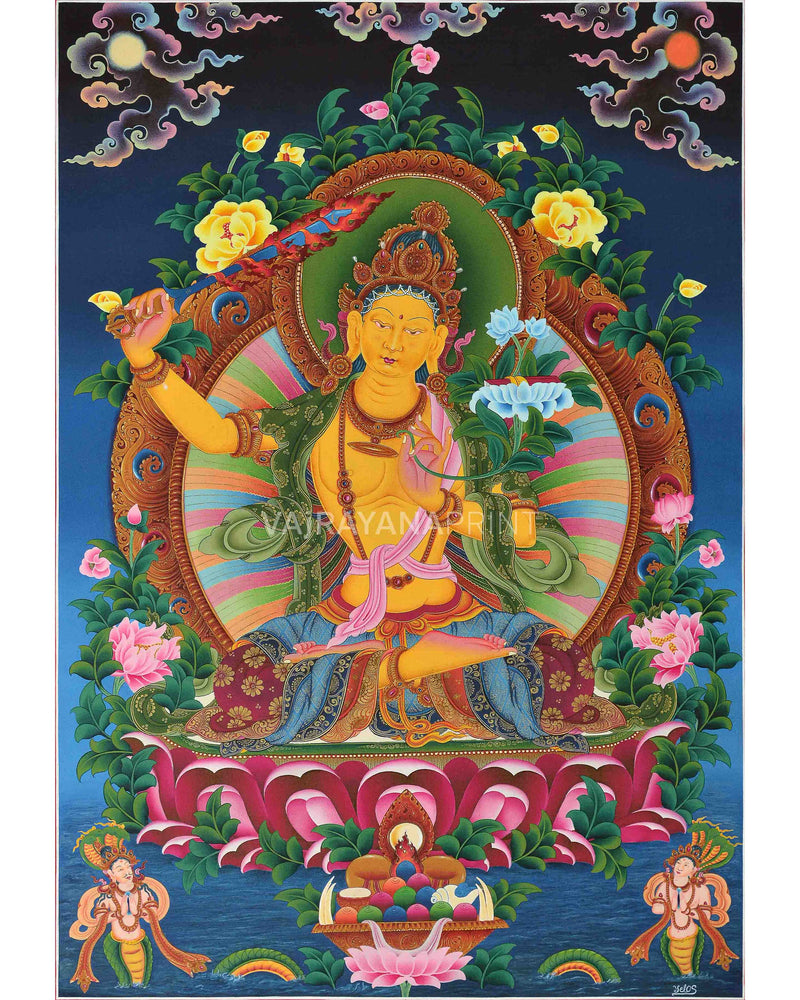 Manjushri Bodhisattva Thangka Print