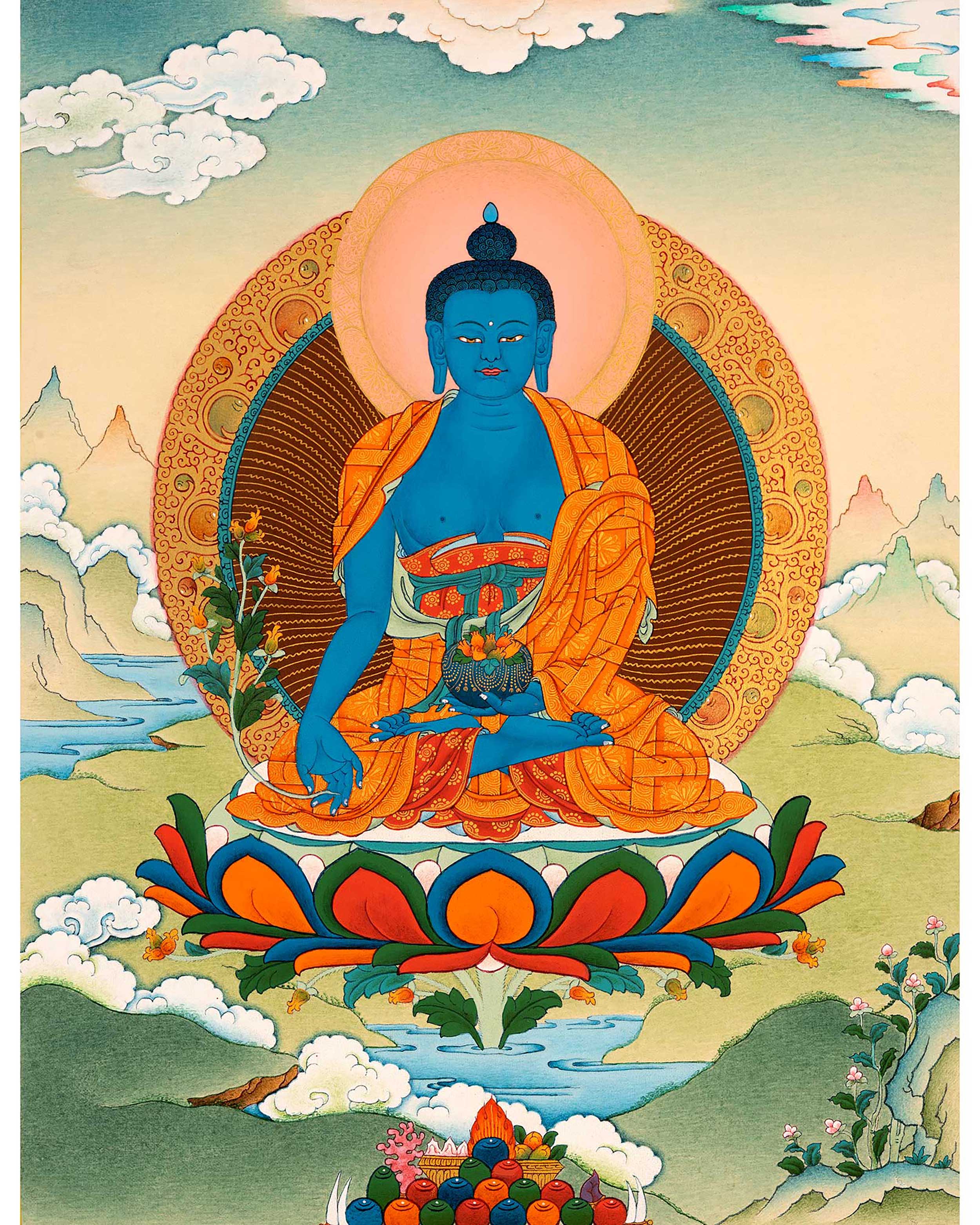 Medicine Buddha Art | Traditional Tibetan Thangka