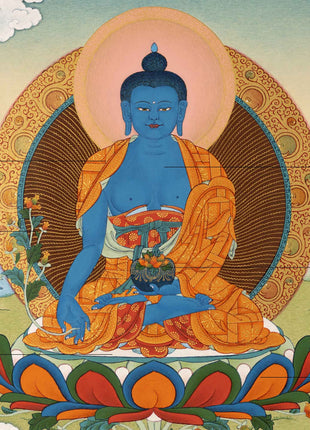 Healing Buddha Thangka | Traditionally Painted Medicine Buddha Art