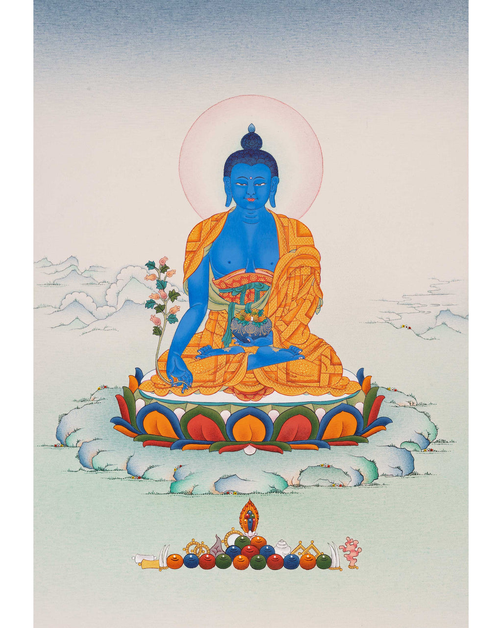 Blue Medicine Buddha Thangka Bhaisajyaguru Tibetan Art blue-medicine-buddha-thangka-bhaisajyaguru-tibetan-art