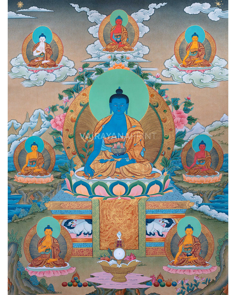 Medicine Buddha | 8 Medicine Buddha | Thangka | Tibetan Painting