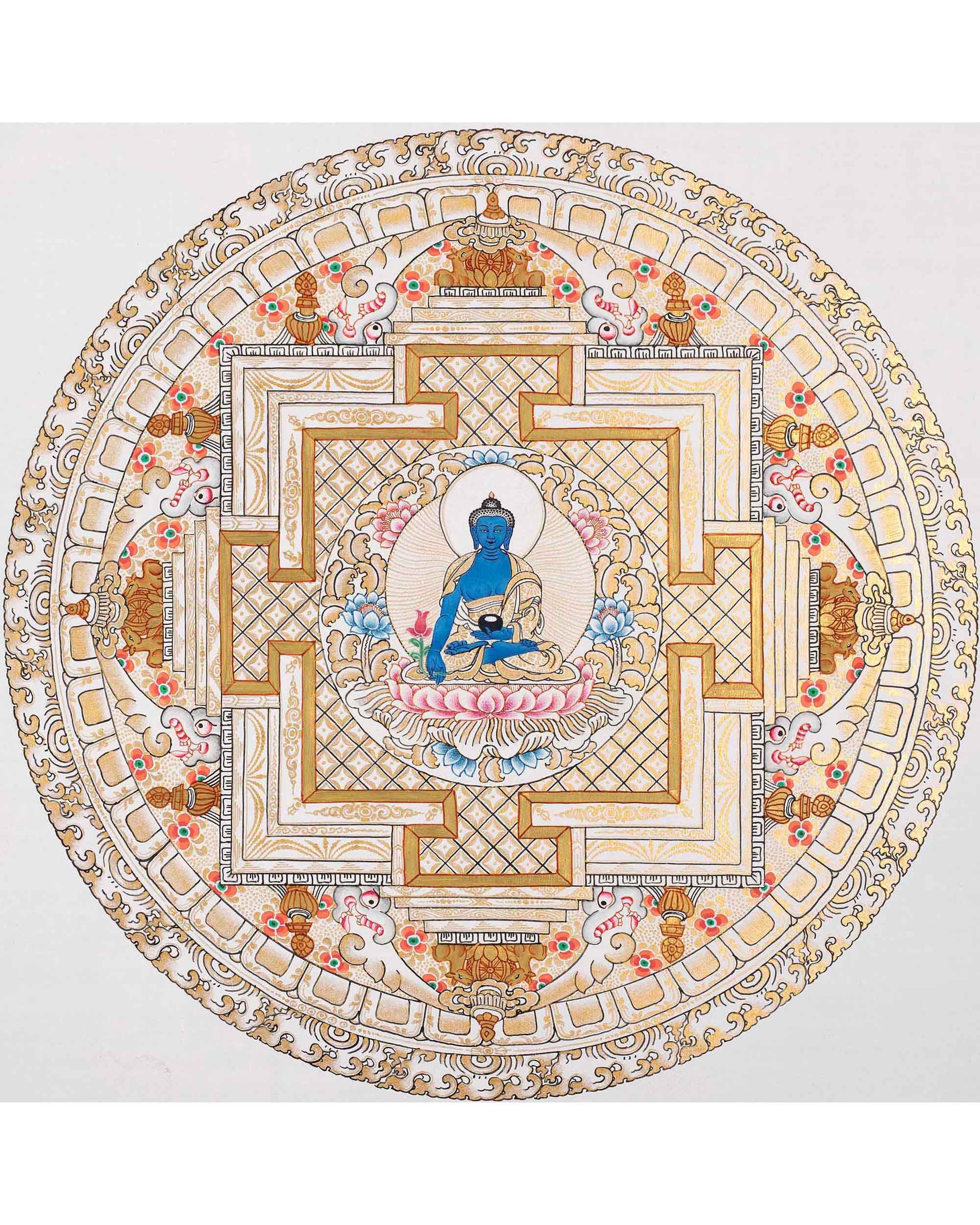 Medicine Buddha Painting |  Meditation Canvas Art Mandala