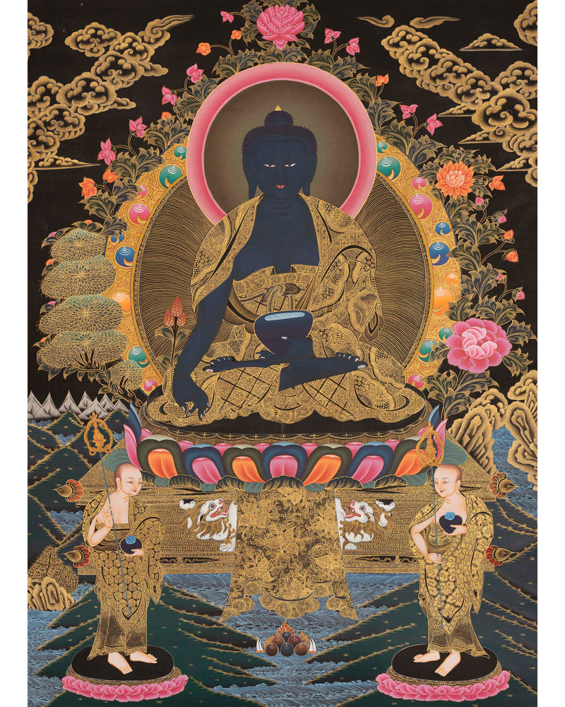 Medicine Buddha Thangka | Hand-Painted Tibetan Thangka