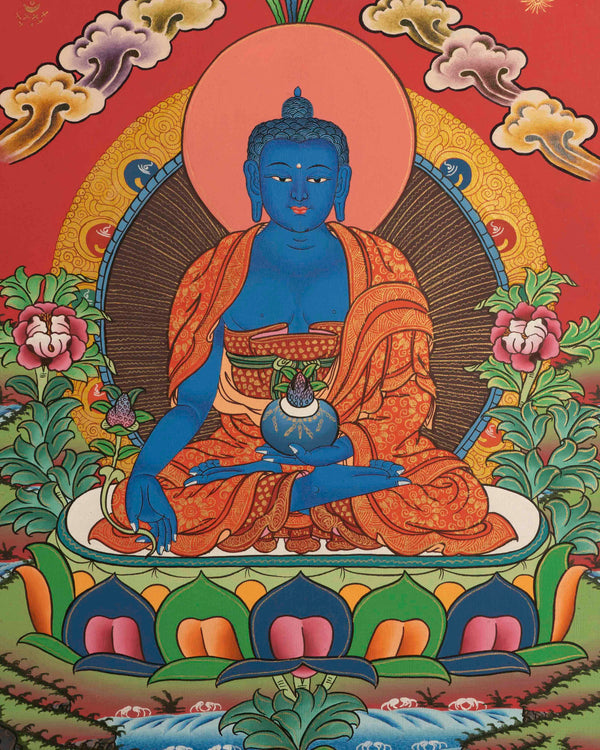 Medicine Buddha Thangka | Buddhist Ritual Wall Hanging Thangka