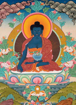 Medicine Buddha Thangka | Handpainted Buddhist Art | Wall Decors