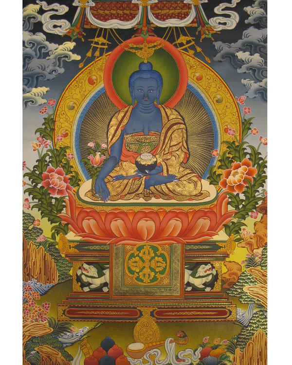 Fine Quality Thangka Of Medicine Buddha | Bhaisajyaguru