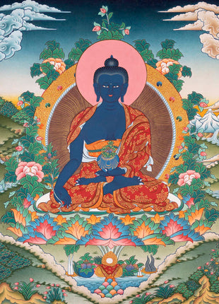 Meditation Medicine Buddha | Original Hand-Painted Healing Thangka