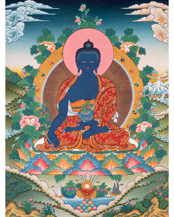 Meditation Medicine Buddha | Original Hand-Painted Healing Thangka