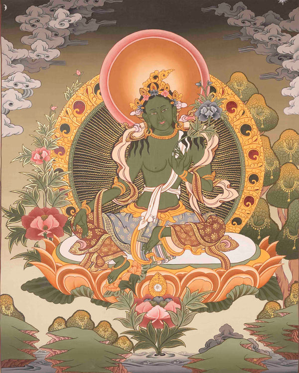 Mother Green Tara | Buddhist Thangka | Wall Decors