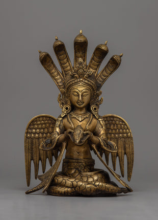 Brass Naga Kanya Statue | Symbol of Serpent Wisdom and Protection