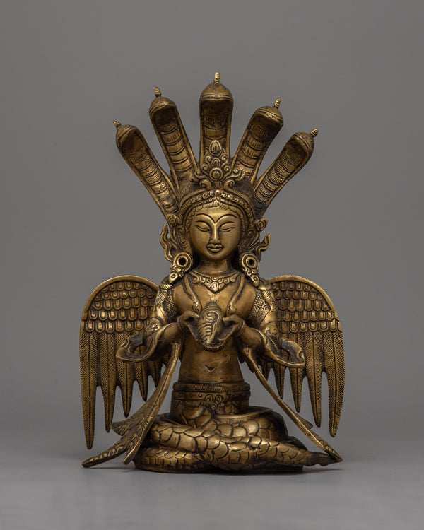 Brass Naga Kanya Statue | Symbol of Serpent Wisdom and Protection