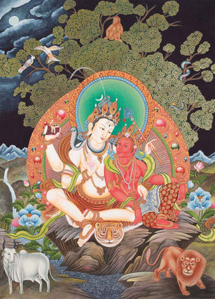 Newari Art Style | Original Hand-painted Lord Shiva, Shankar, Mahadev Thangka Painting