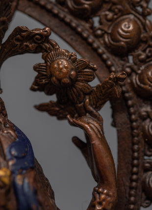 Copper Manjushri Statue | Bodhisattva Alovakiteshvara Miniature Sculpture