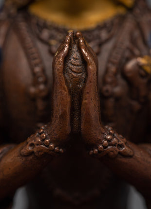 Copper Manjushri Statue | Bodhisattva Alovakiteshvara Miniature Sculpture