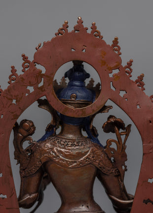 Machine-made White Tara Practice Sculpture | Tibetan Buddhist Deity Gold Gilded Statue
