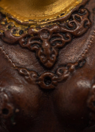 Mini Machine made Green Tara Statue | Gold Gilded Copper Body Miniature Green Tara Sculpture