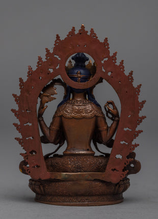 Copper Manjushri Statue | Bodhisattva Alovakiteshvara Miniature Sculpture