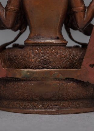 Copper Manjushri Statue | Bodhisattva Alovakiteshvara Miniature Sculpture