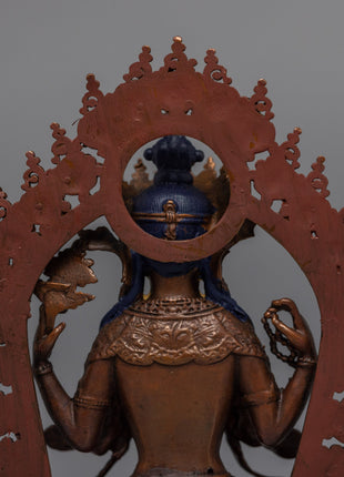 Copper Manjushri Statue | Bodhisattva Alovakiteshvara Miniature Sculpture