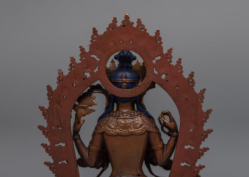 Copper Manjushri Statue | Bodhisattva Alovakiteshvara Miniature Sculpture