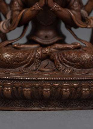 Copper Manjushri Statue | Bodhisattva Alovakiteshvara Miniature Sculpture