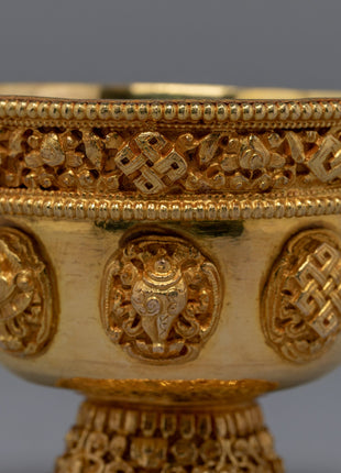 Gold Plated Offering Bowl | Himalayan Art Work