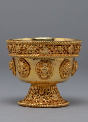 Gold Plated Offering Bowl | Himalayan Art Work