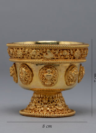 Gold Plated Offering Bowl | Himalayan Art Work