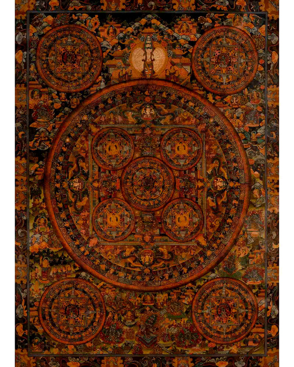 Tibetan Oil Varnished Heruka Mandala | Traditional Thangka