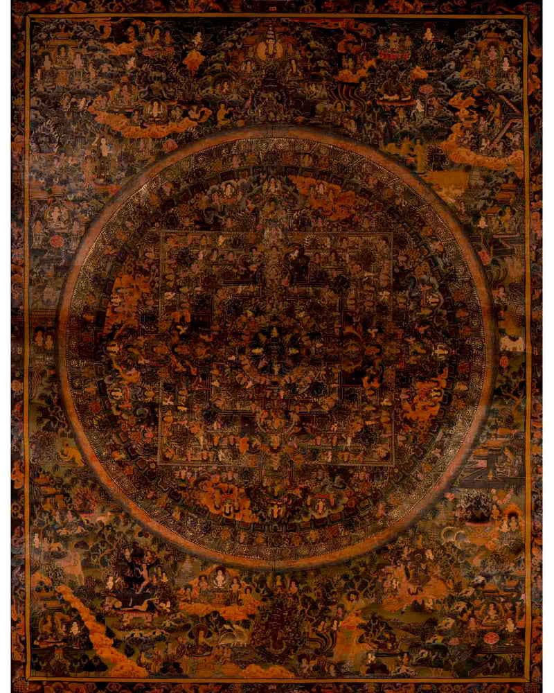 Oil Varnished Heruka Mandala | Traditional Tibetan Thangka | Wall Decors