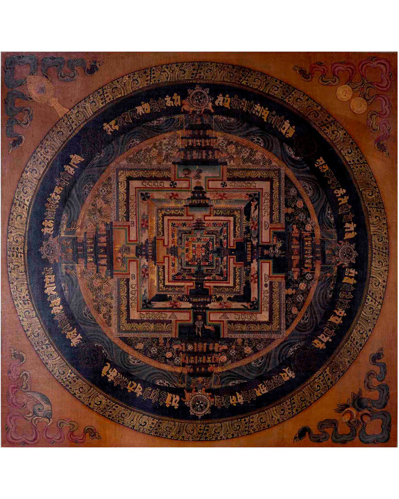 Oil Varnished Kalachakra Mandala | Traditional Tibetan Thangka | Wall Decors