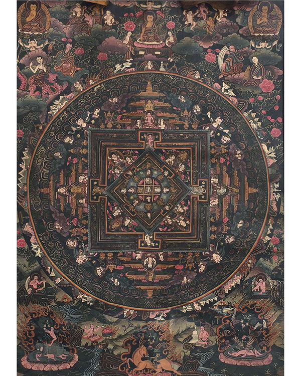 Oil Varnished Mandala | Original Hand Painted Buddha Thangka