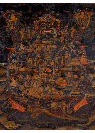 Oil Varnished Wheel Of Life | Traditional Buddhist Thangka | Wall Decors