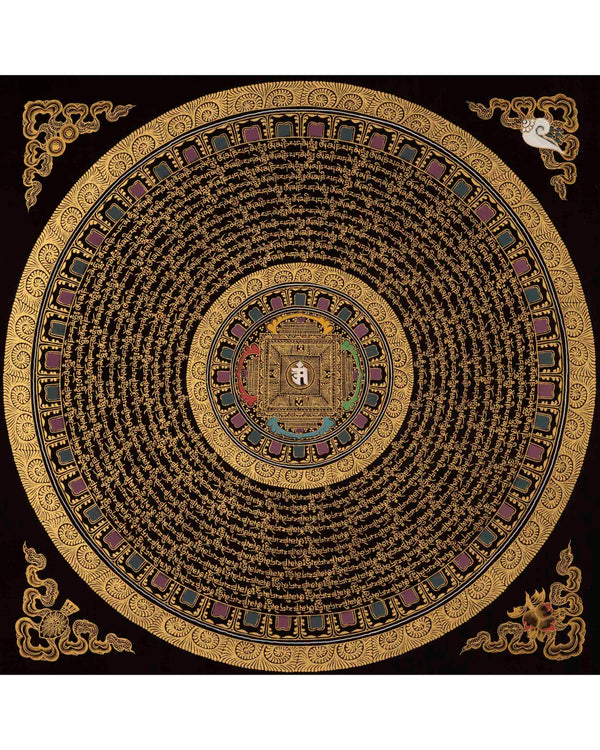 Om Mandala Thangka | Traditional Buddhist Artwork | Wall Decoration