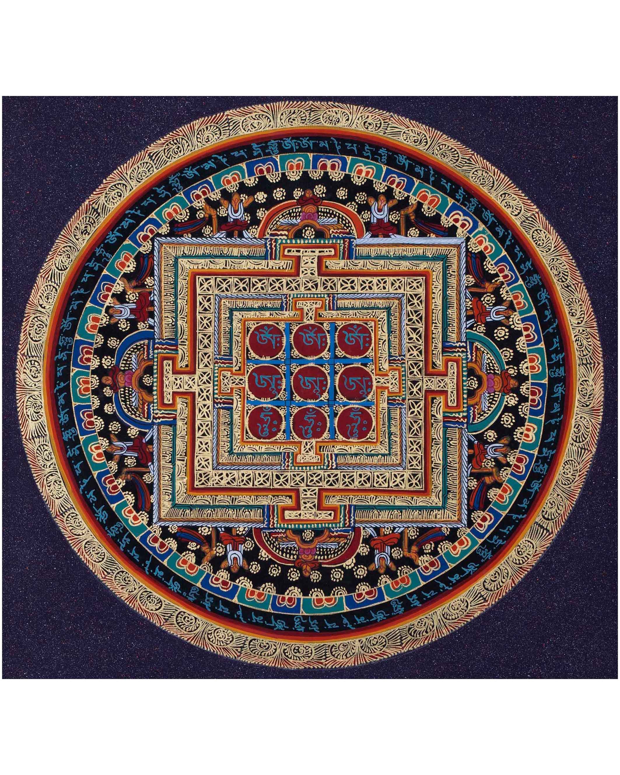 Om Mani Padme Hum Mandala Thangka | Sacred Thangka Painting for Medita