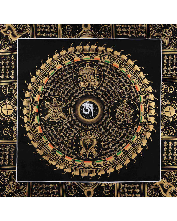 Om Mantra Mandala | Traditional Buddhist Thangka | Wall Hanging Decors