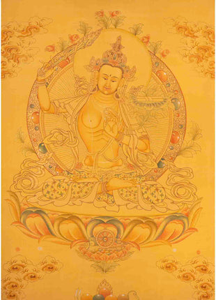 Original Manjushree Thangka | Full 24K Gold Style | Religious Wall Decors