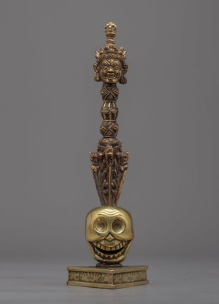 Brass Buddhist Knife with Skull Stand